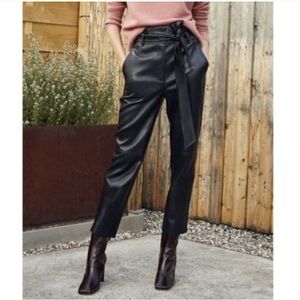 Wilfred Black Faux Leather High‑Waist Pants – Tailored Fit | Size 8